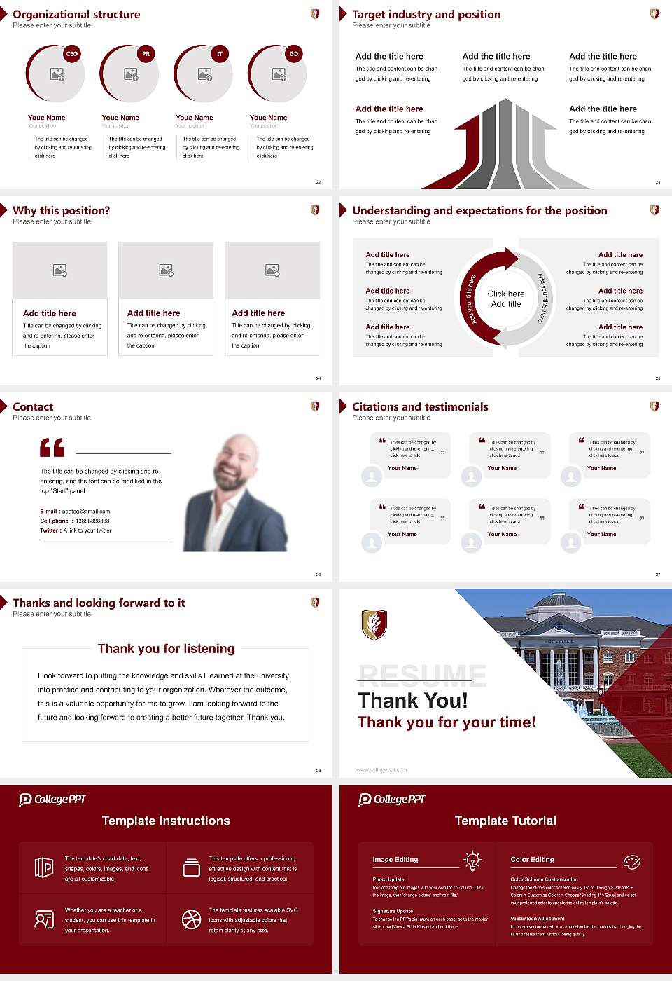 Elon University Resume PPT Template16:9 ratio PPT effect preview image4