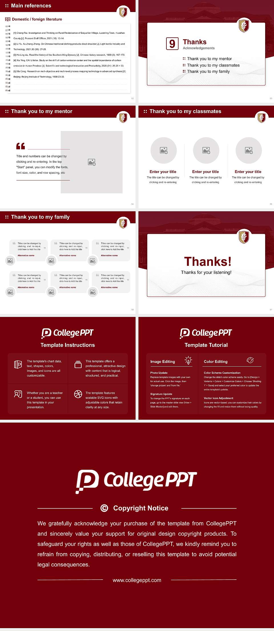 Elon University Graduation Thesis Defense PPT Template4:3 ratio PPT effect preview image7