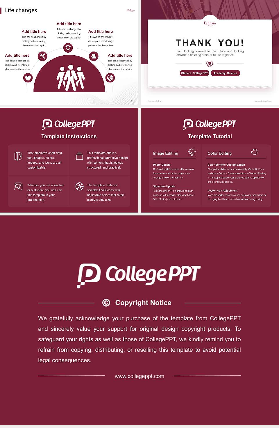 Earlham College National Scholarship Defense PPT Template4:3 ratio PPT effect preview image4