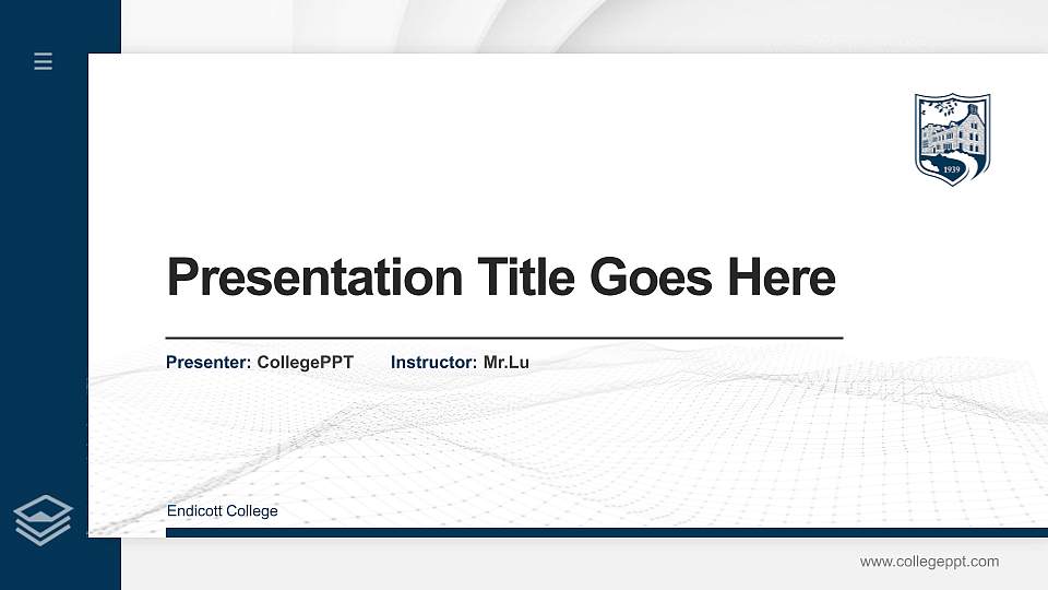 Endicott College Thesis Proposal/Graduation Defense PPT Template16:9 ratio PPT effect preview image