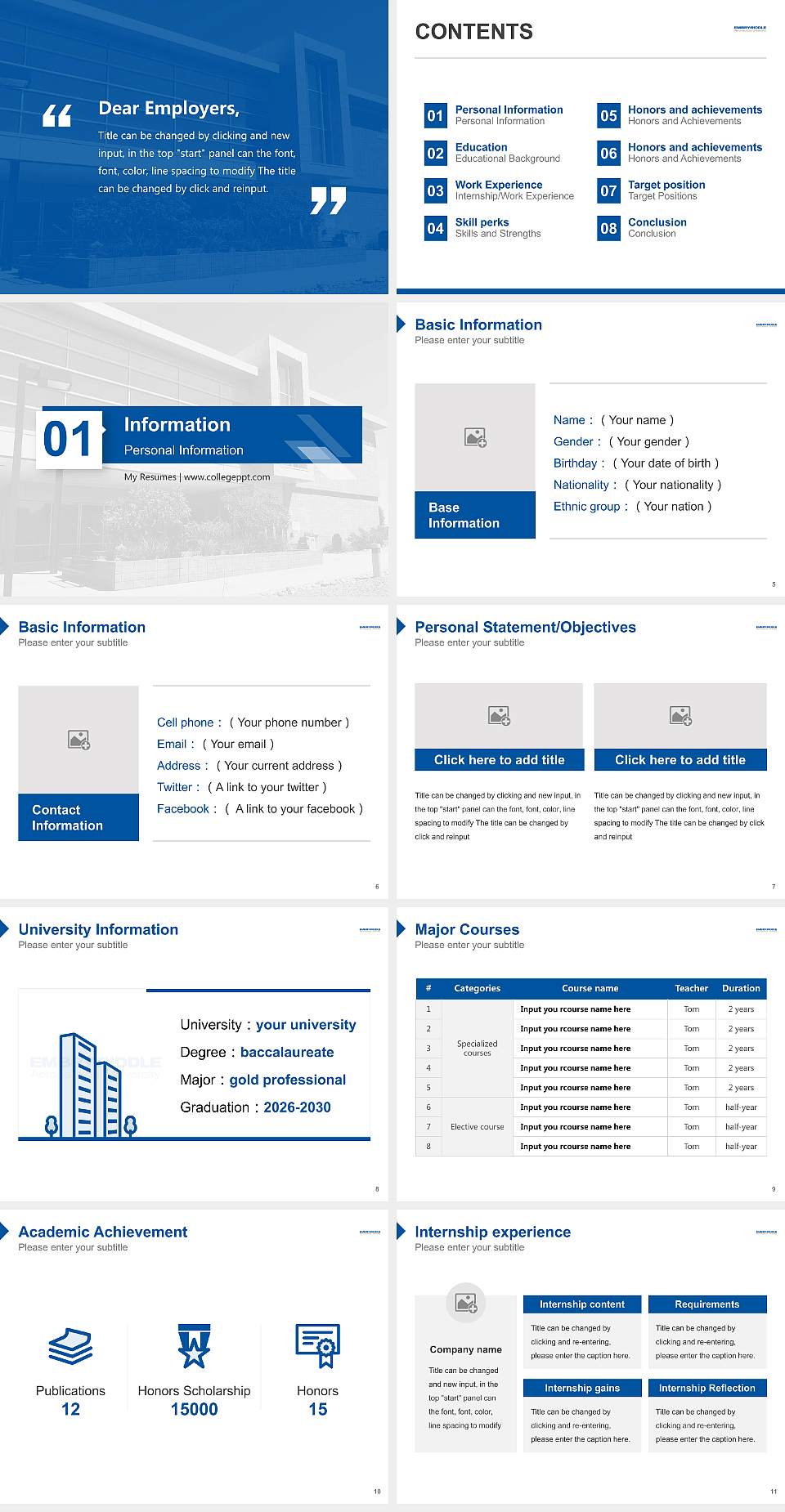 Embry-Riddle Aeronautical University-Prescott Resume PPT Template4:3 ratio PPT effect preview image2
