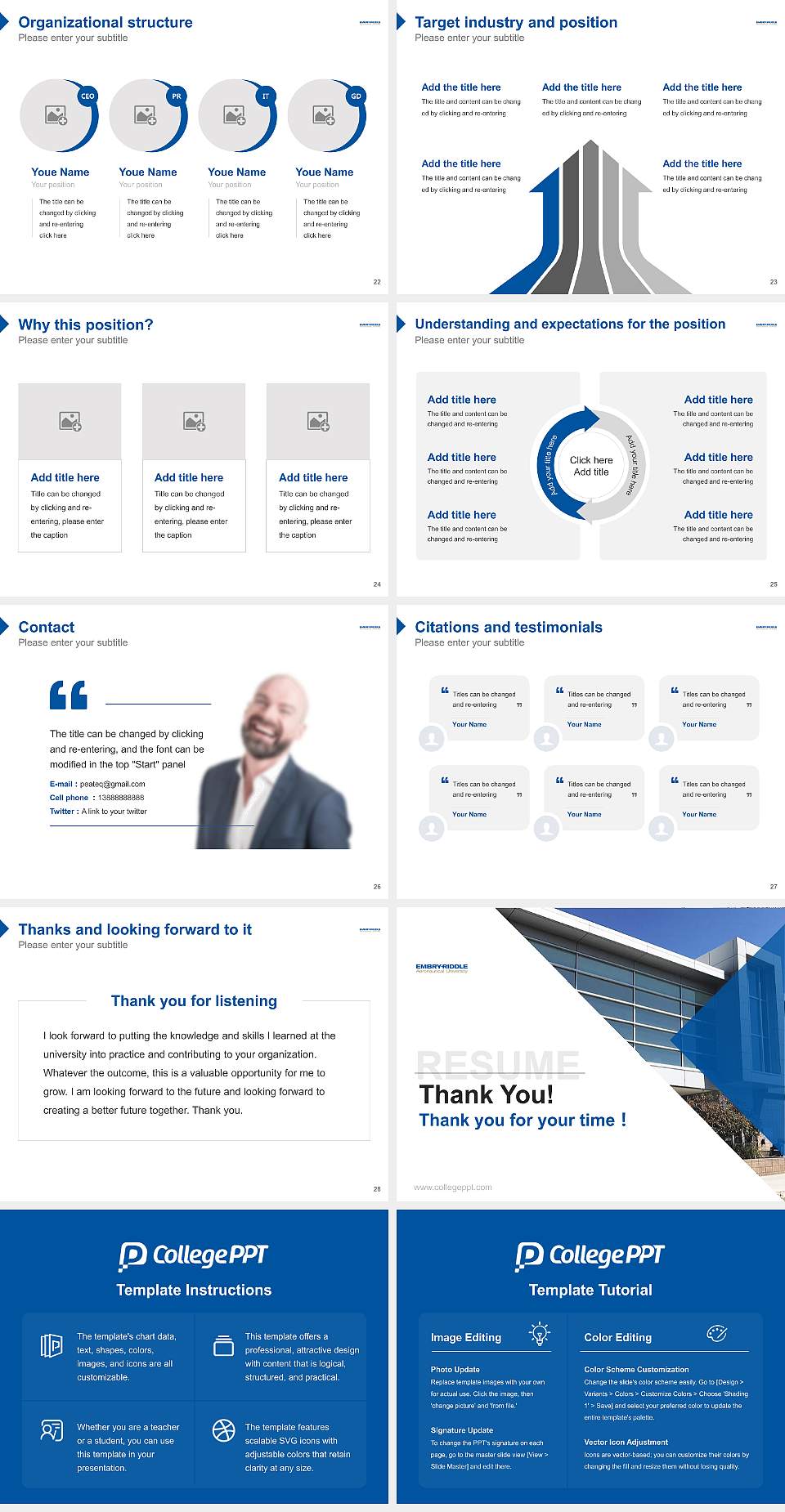Embry-Riddle Aeronautical University-Prescott Resume PPT Template4:3 ratio PPT effect preview image4