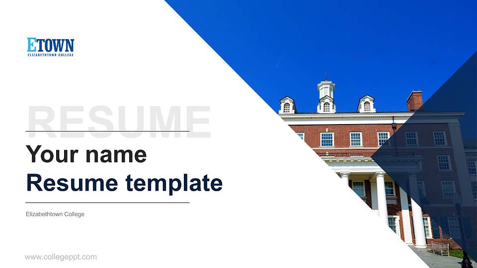 Elizabethtown College Resume PPT Template16:9 ratio PPT effect preview image