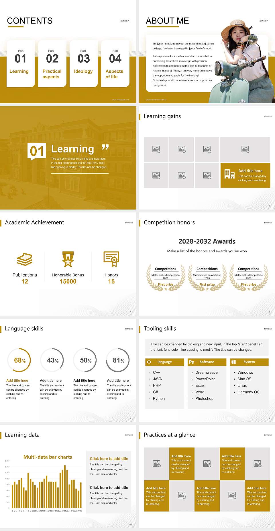 Emporia State University National Scholarship Defense PPT Template4:3 ratio PPT effect preview image2