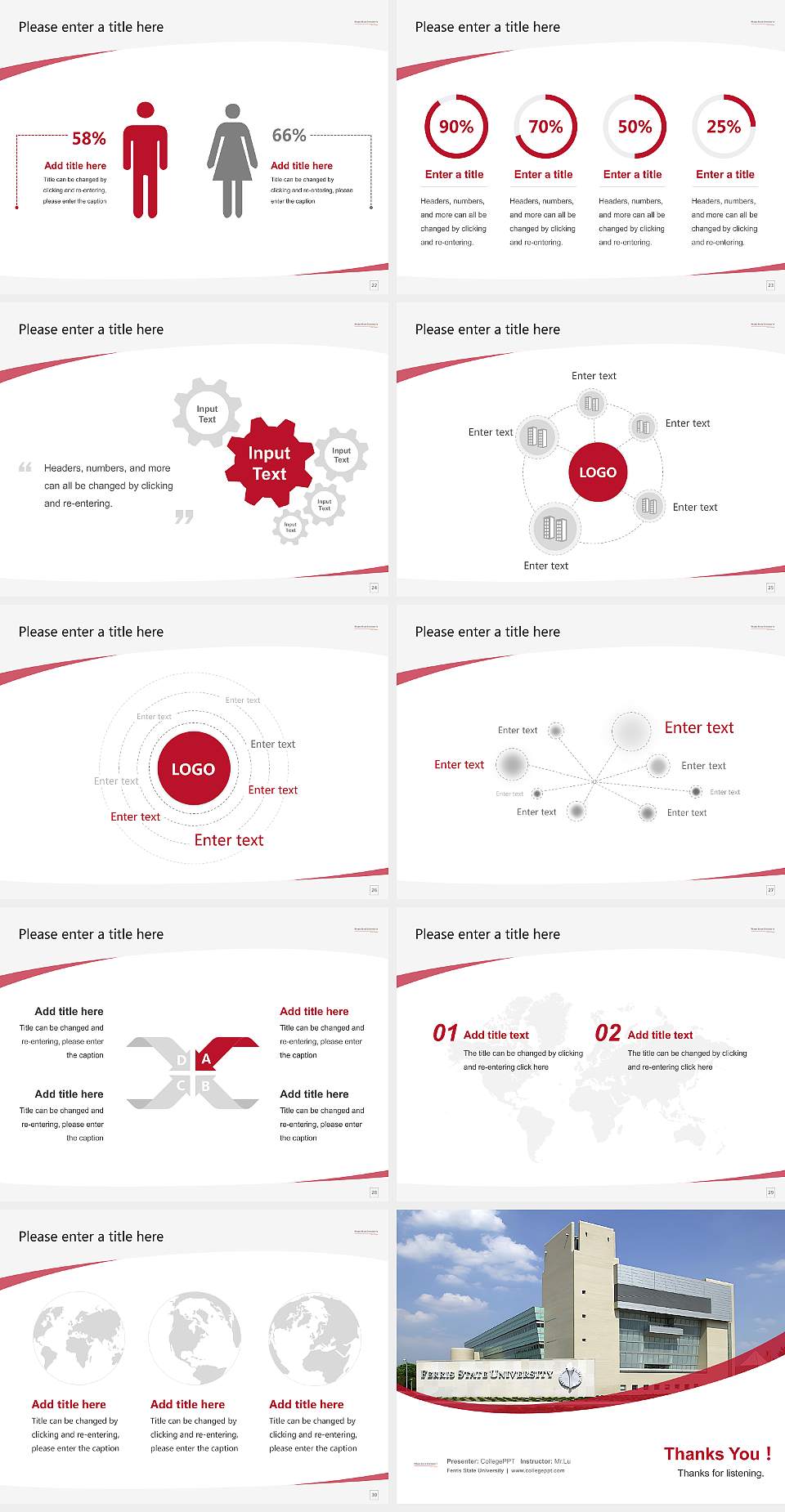 Ferris State University Course/Courseware Creation PPT Template4:3 ratio PPT effect preview image4