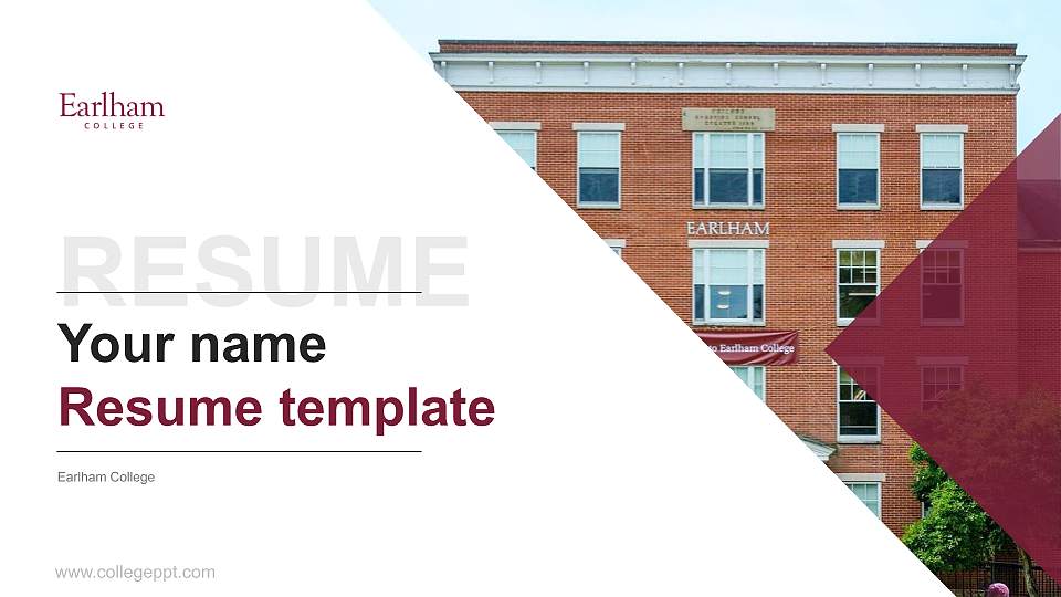 Earlham College Resume PPT Template16:9 ratio PPT effect preview image