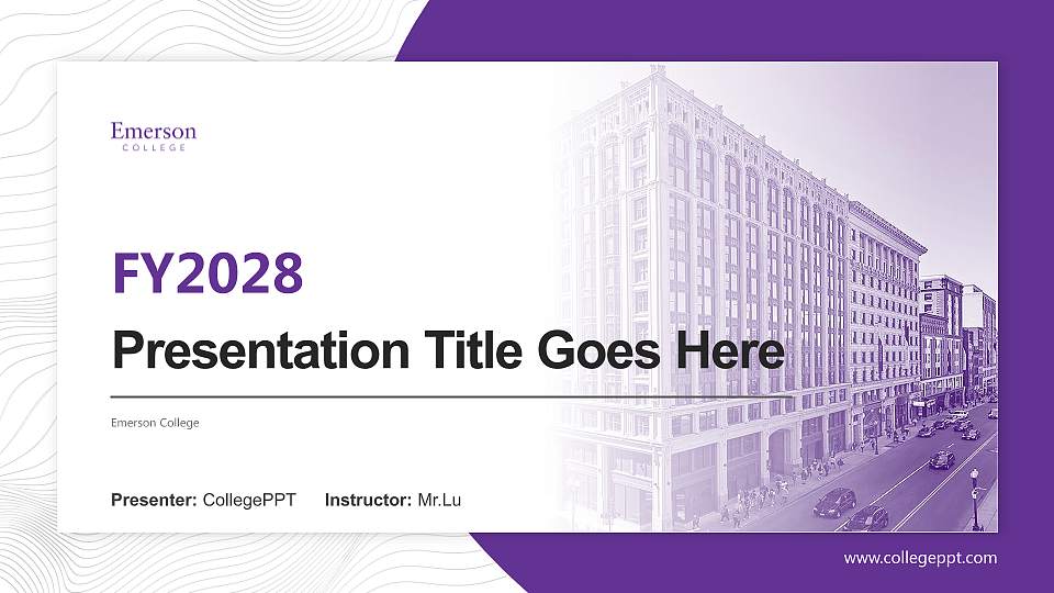 Emerson College Academic Presentation/Research Findings Report PPT Template16:9 ratio PPT effect preview image