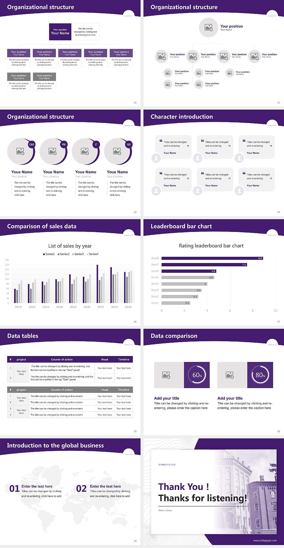 Elmira College Academic Presentation/Research Findings Report PPT Template4:3 ratio PPT effect preview image4