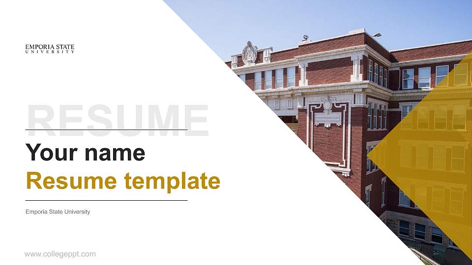 Emporia State University Resume PPT Template16:9 ratio PPT effect preview image1