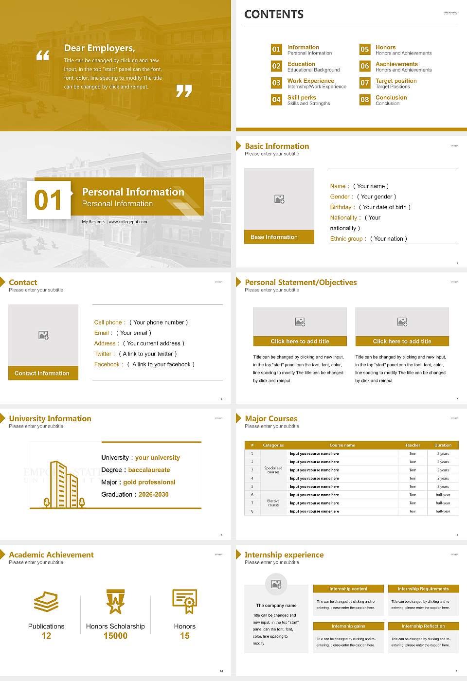Emporia State University Resume PPT Template16:9 ratio PPT effect preview image2