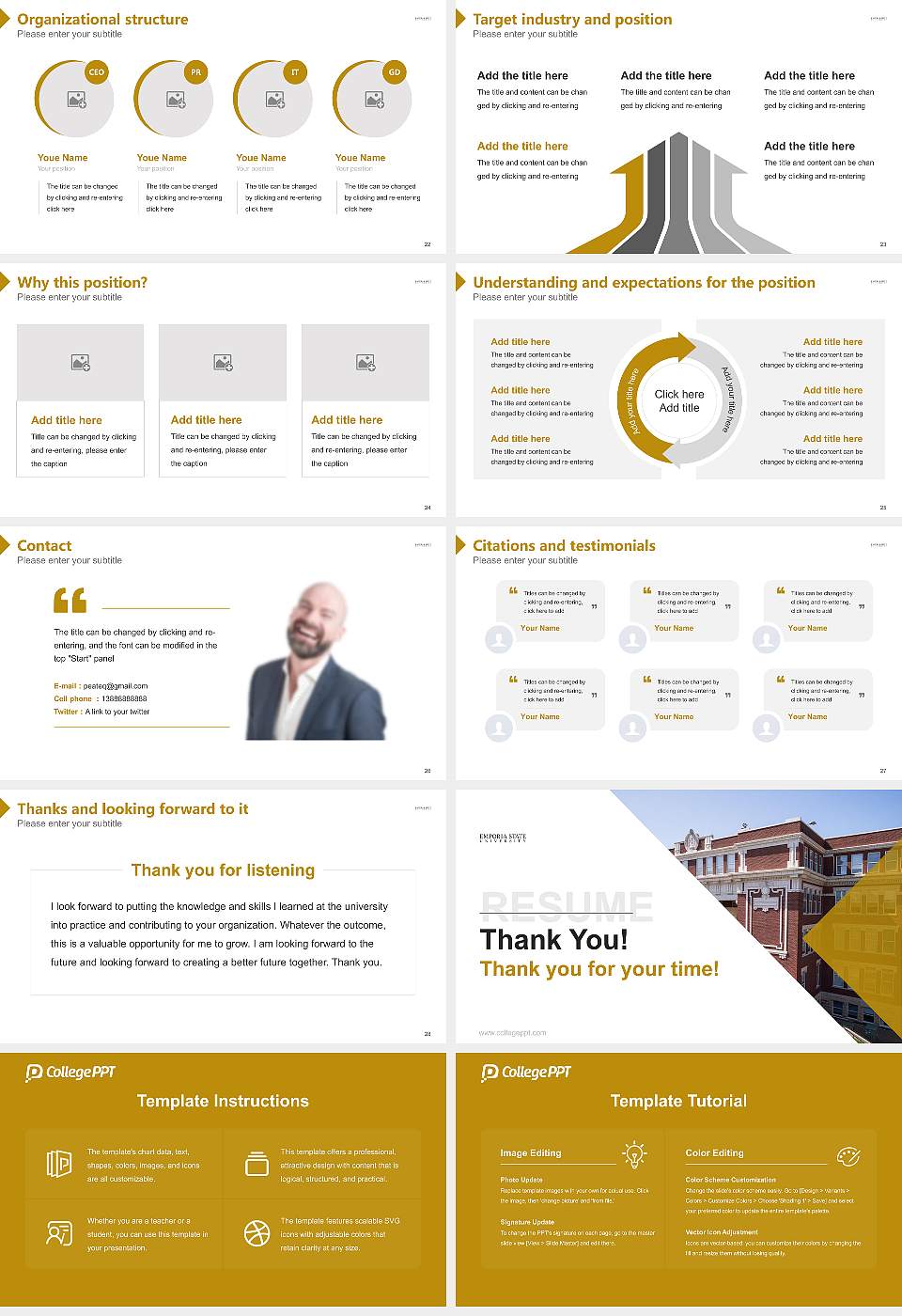 Emporia State University Resume PPT Template16:9 ratio PPT effect preview image4