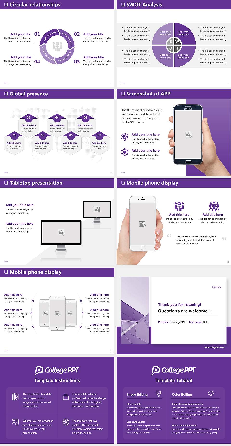 Emerson College General Purpose PPT Template4:3 ratio PPT effect preview image5