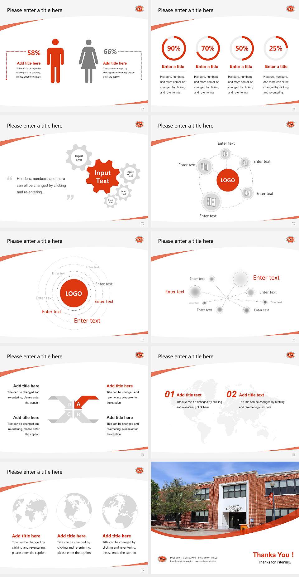 East Central University Course/Courseware Creation PPT Template4:3 ratio PPT effect preview image4