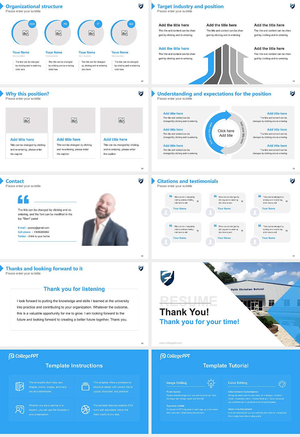 Family of Faith Christian University Resume PPT Template16:9 ratio PPT effect preview image4