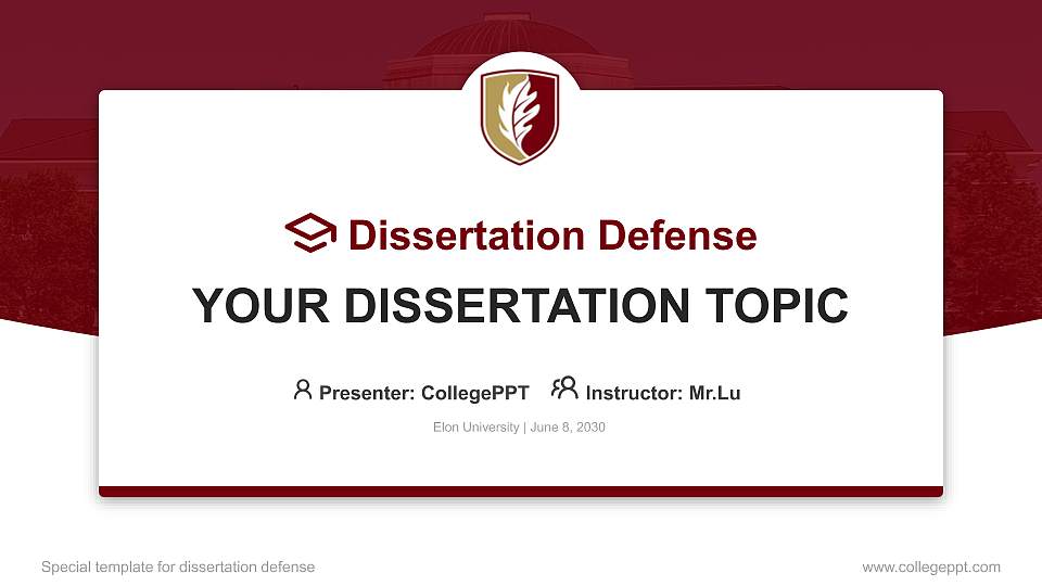 Elon University Graduation Thesis Defense PPT Template16:9 ratio PPT effect preview image