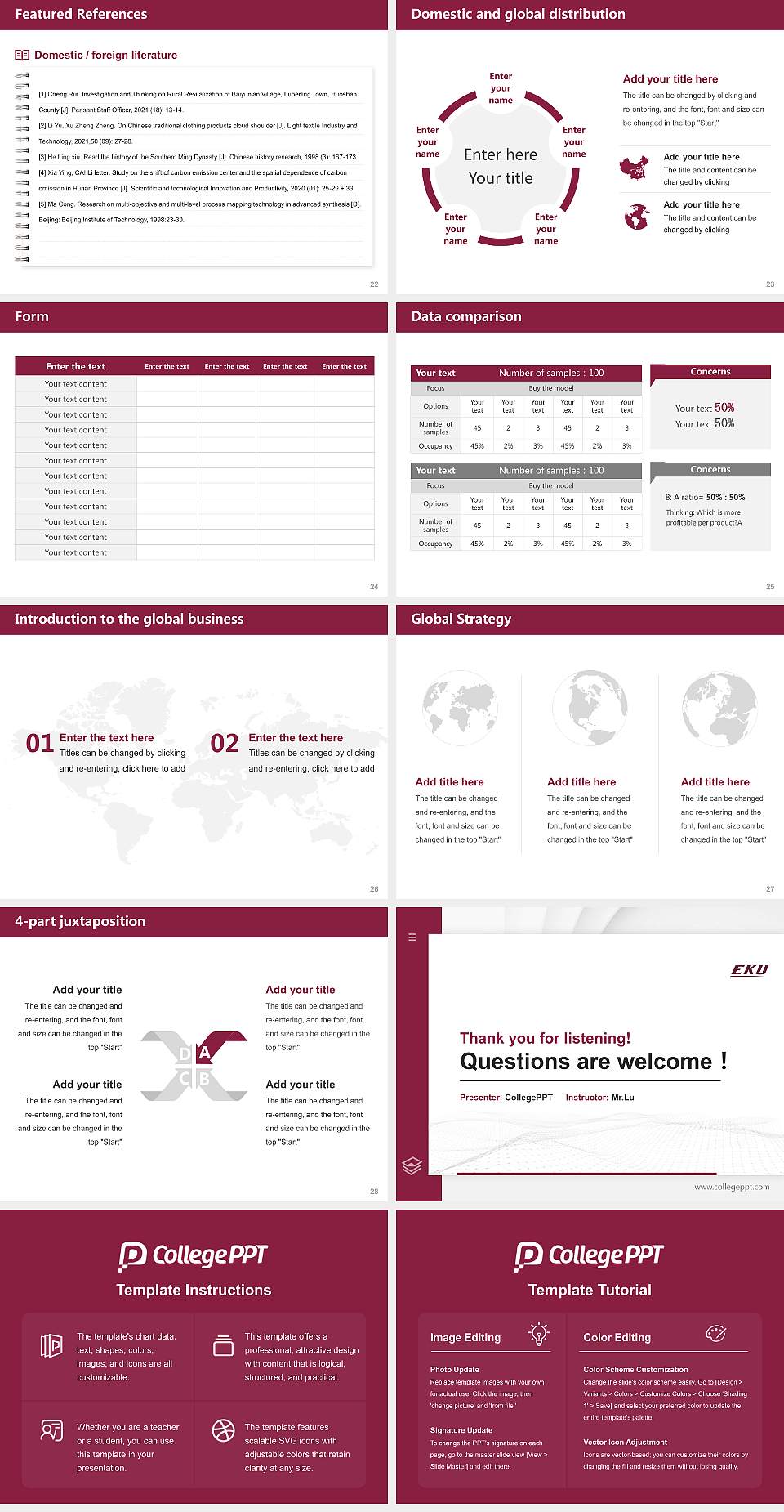 Eastern Kentucky University Thesis Proposal/Graduation Defense PPT Template4:3 ratio PPT effect preview image4