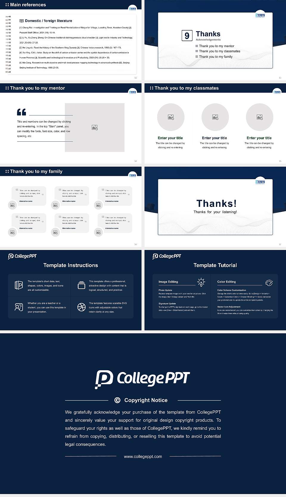 Elizabethtown College Graduation Thesis Defense PPT Template16:9 ratio PPT effect preview image7
