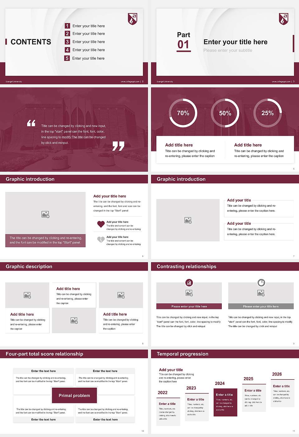 Evangel University Thesis Proposal/Graduation Defense PPT Template16:9 ratio PPT effect preview image2