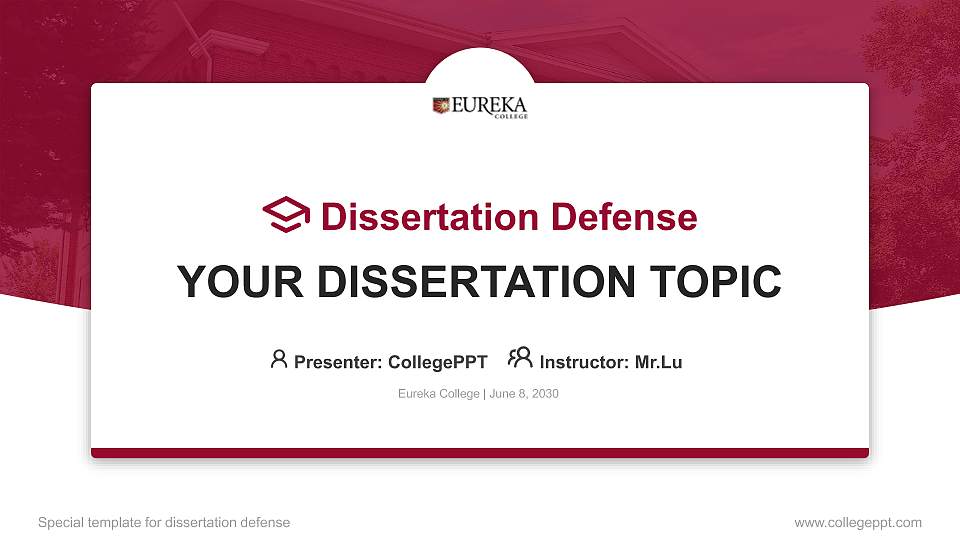 Eureka College Graduation Thesis Defense PPT Template16:9 ratio PPT effect preview image