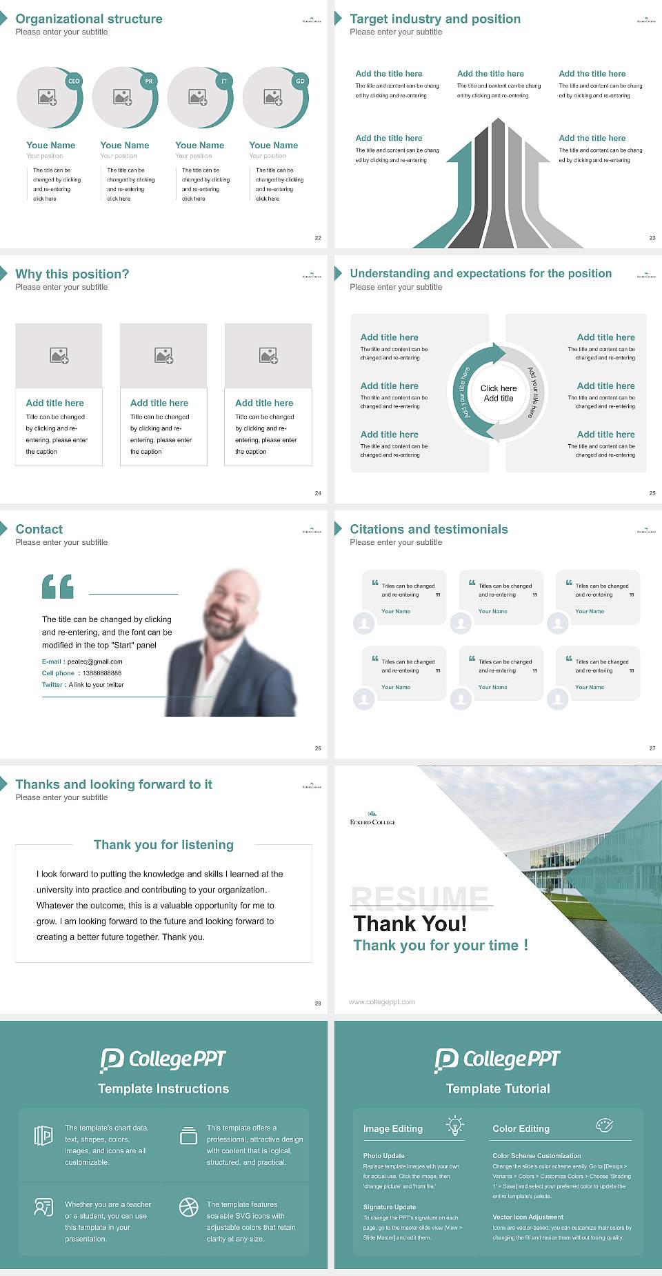 Eckerd College Resume PPT Template4:3 ratio PPT effect preview image4