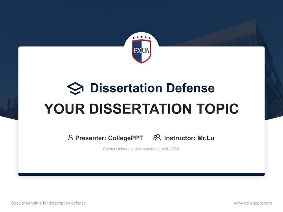Fairfax University of America Graduation Thesis Defense PPT Template4:3 ratio PPT effect preview image7