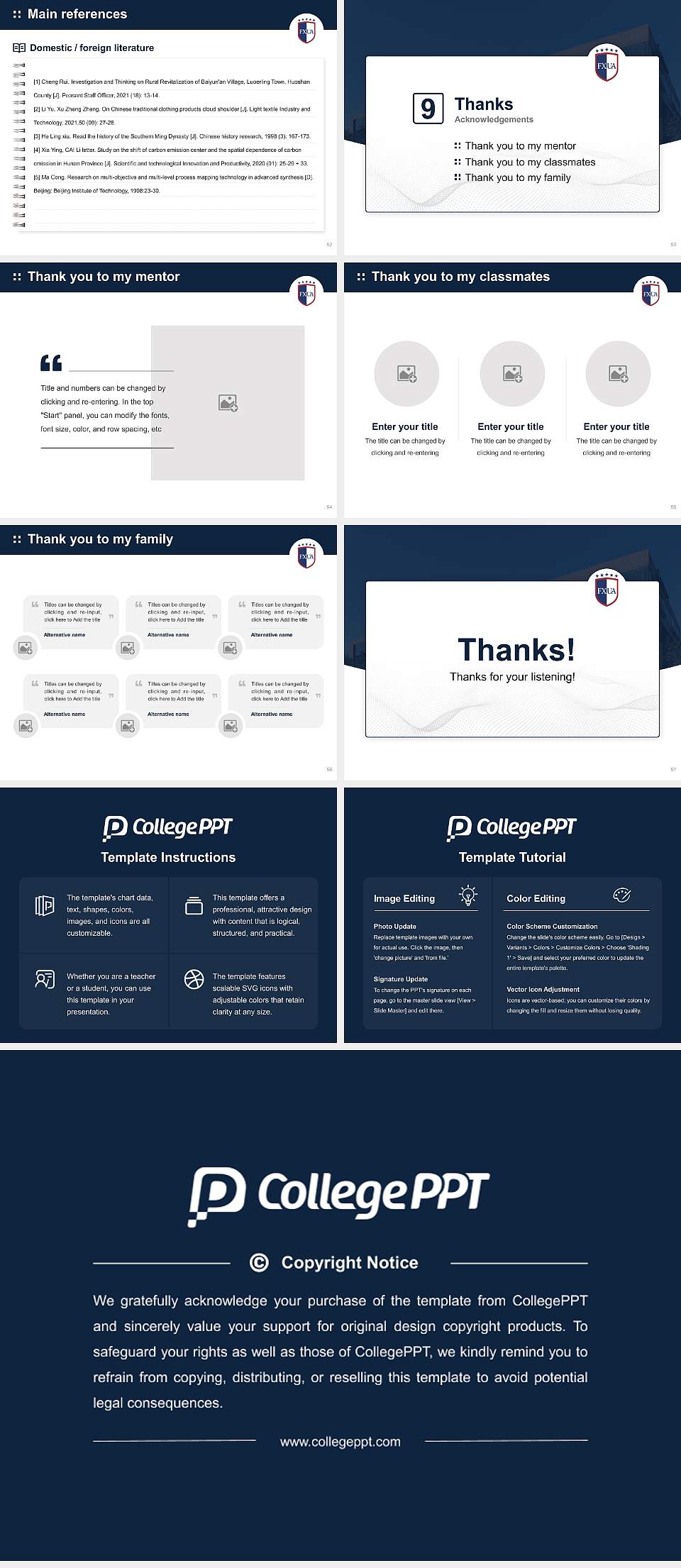 Fairfax University of America Graduation Thesis Defense PPT Template4:3 ratio PPT effect preview image7