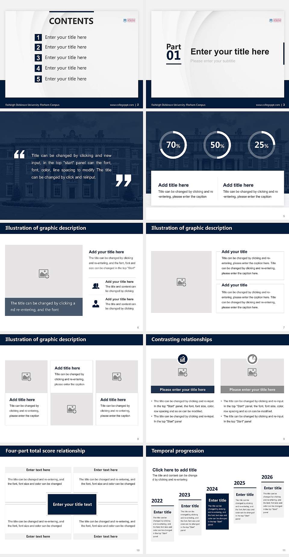 Fairleigh Dickinson University-Florham Campus Thesis Proposal/Graduation Defense PPT Template4:3 ratio PPT effect preview image2