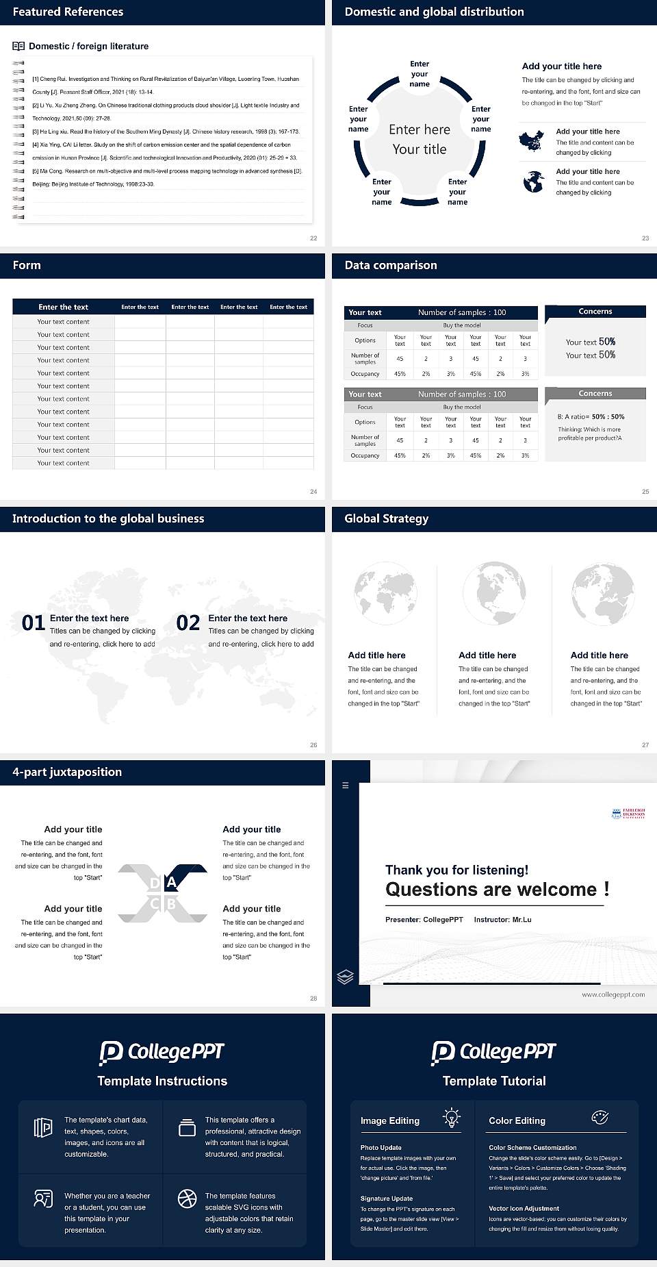 Fairleigh Dickinson University-Florham Campus Thesis Proposal/Graduation Defense PPT Template4:3 ratio PPT effect preview image4