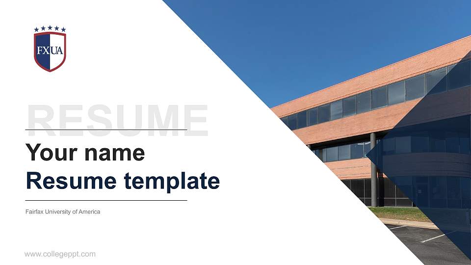 Fairfax University of America Resume PPT Template16:9 ratio PPT effect preview image