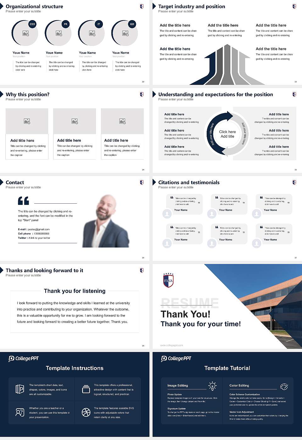 Fairfax University of America Resume PPT Template16:9 ratio PPT effect preview image4