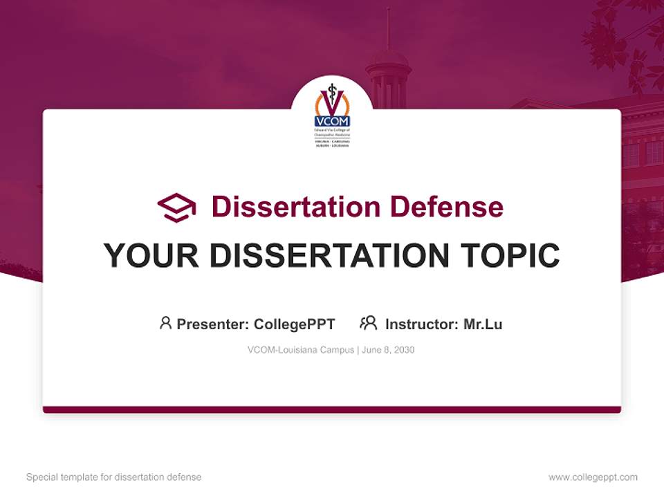 VCOM-Louisiana Campus Graduation Thesis Defense PPT Template4:3 ratio PPT effect preview image7