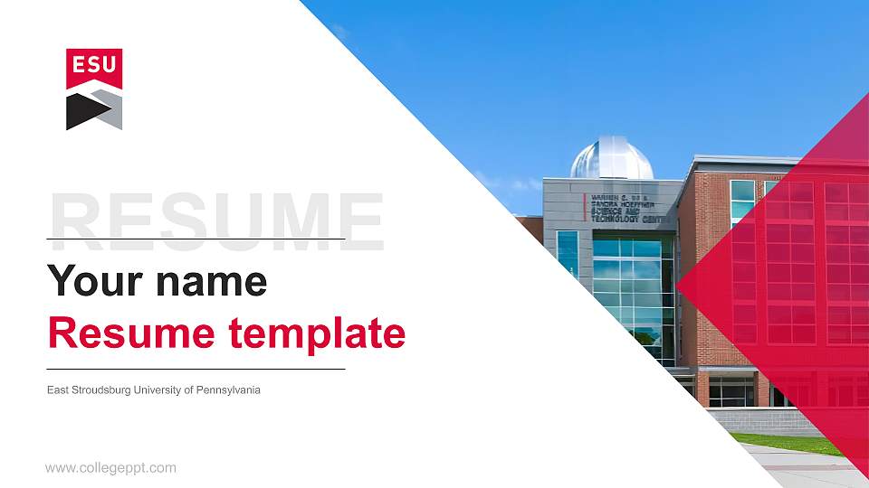 East Stroudsburg University of Pennsylvania Resume PPT Template16:9 ratio PPT effect preview image