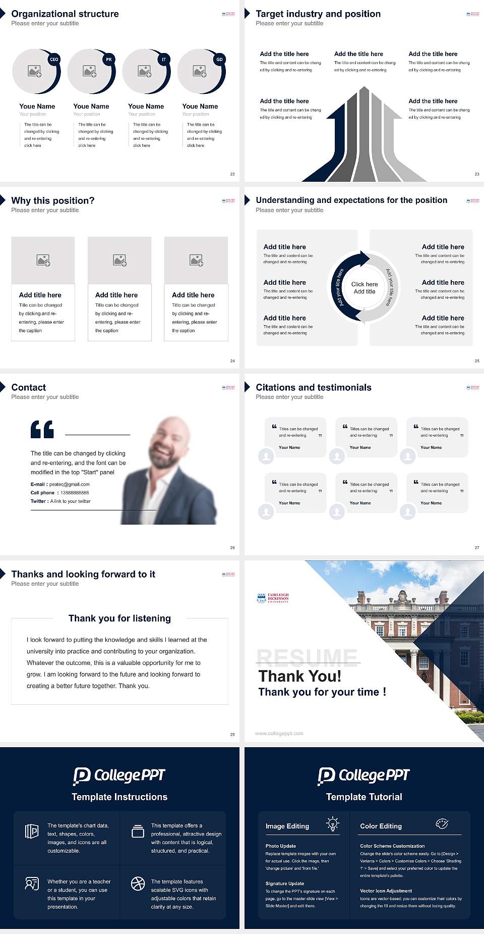 Fairleigh Dickinson University-Florham Campus Resume PPT Template4:3 ratio PPT effect preview image4