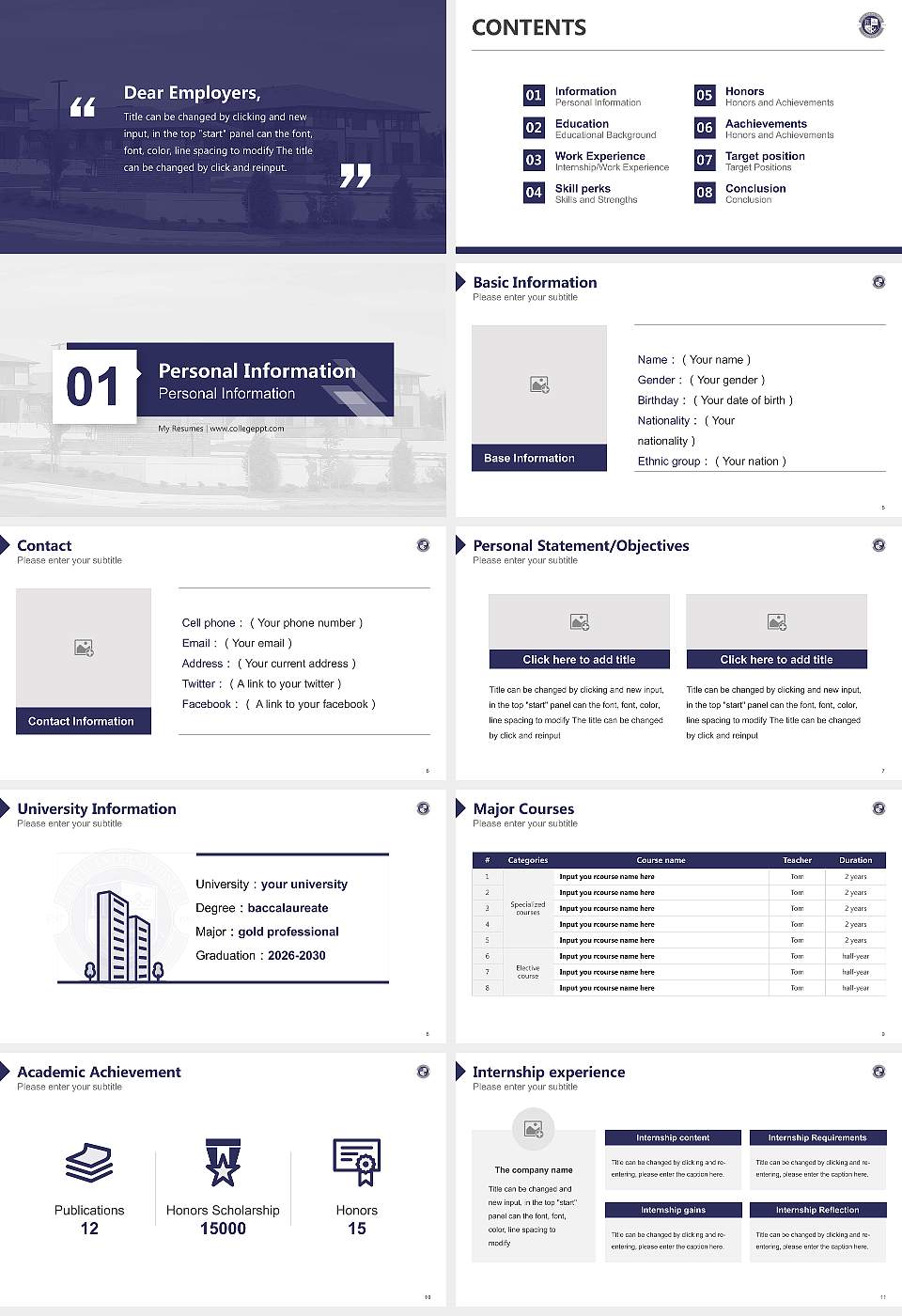 Faith International University Resume PPT Template16:9 ratio PPT effect preview image2