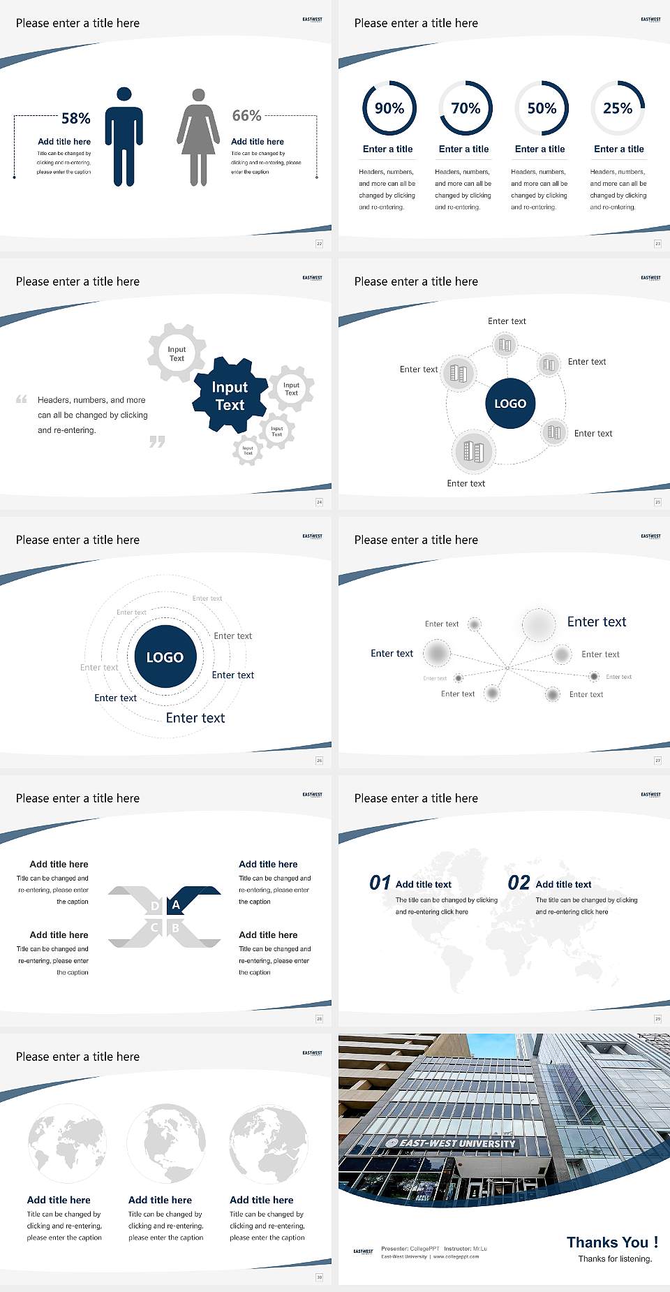 East-West University Course/Courseware Creation PPT Template4:3 ratio PPT effect preview image4
