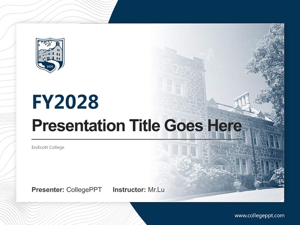 Endicott College Academic Presentation/Research Findings Report PPT Template4:3 ratio PPT effect preview image5