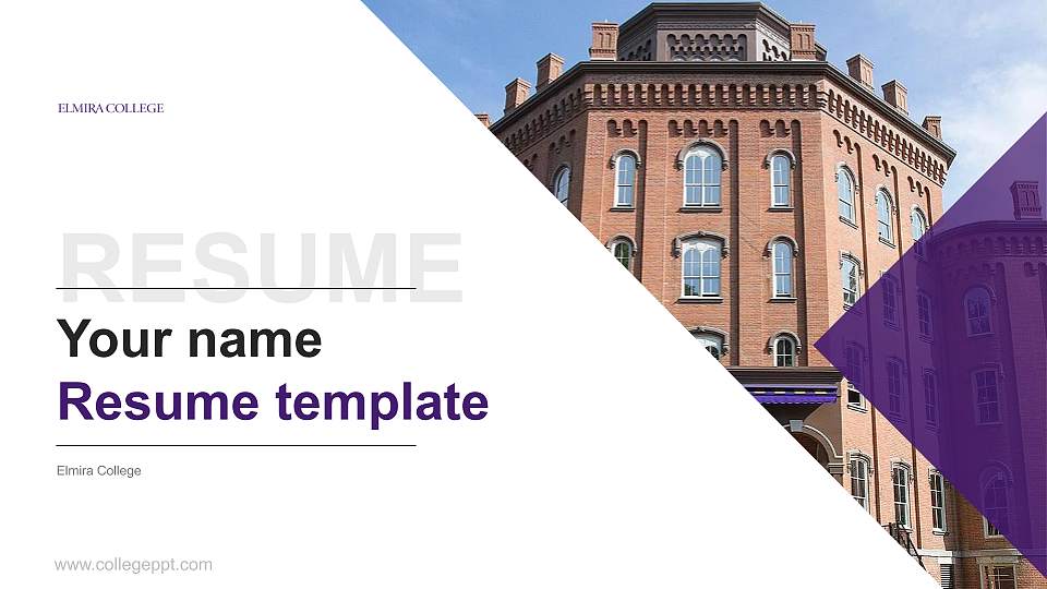 Elmira College Resume PPT Template16:9 ratio PPT effect preview image