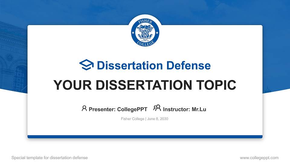 Fisher College Graduation Thesis Defense PPT Template16:9 ratio PPT effect preview image