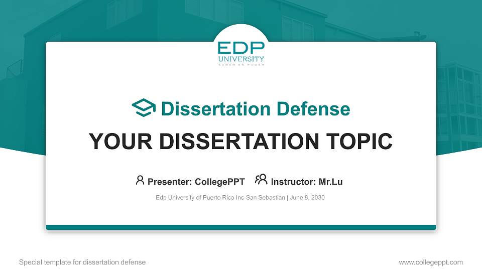 Edp University of Puerto Rico Inc-San Sebastian Graduation Thesis Defense PPT Template16:9 ratio PPT effect preview image