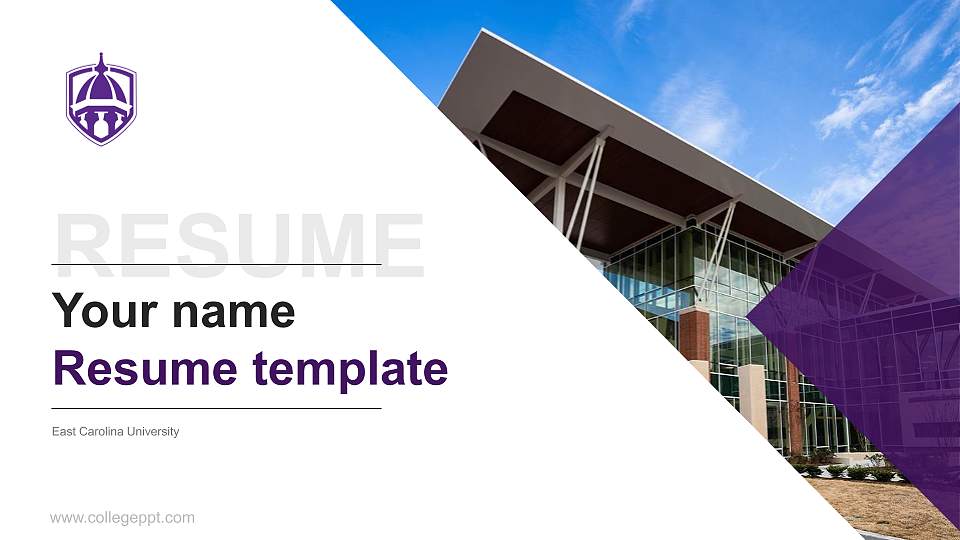 East Carolina University Resume PPT Template16:9 ratio PPT effect preview image