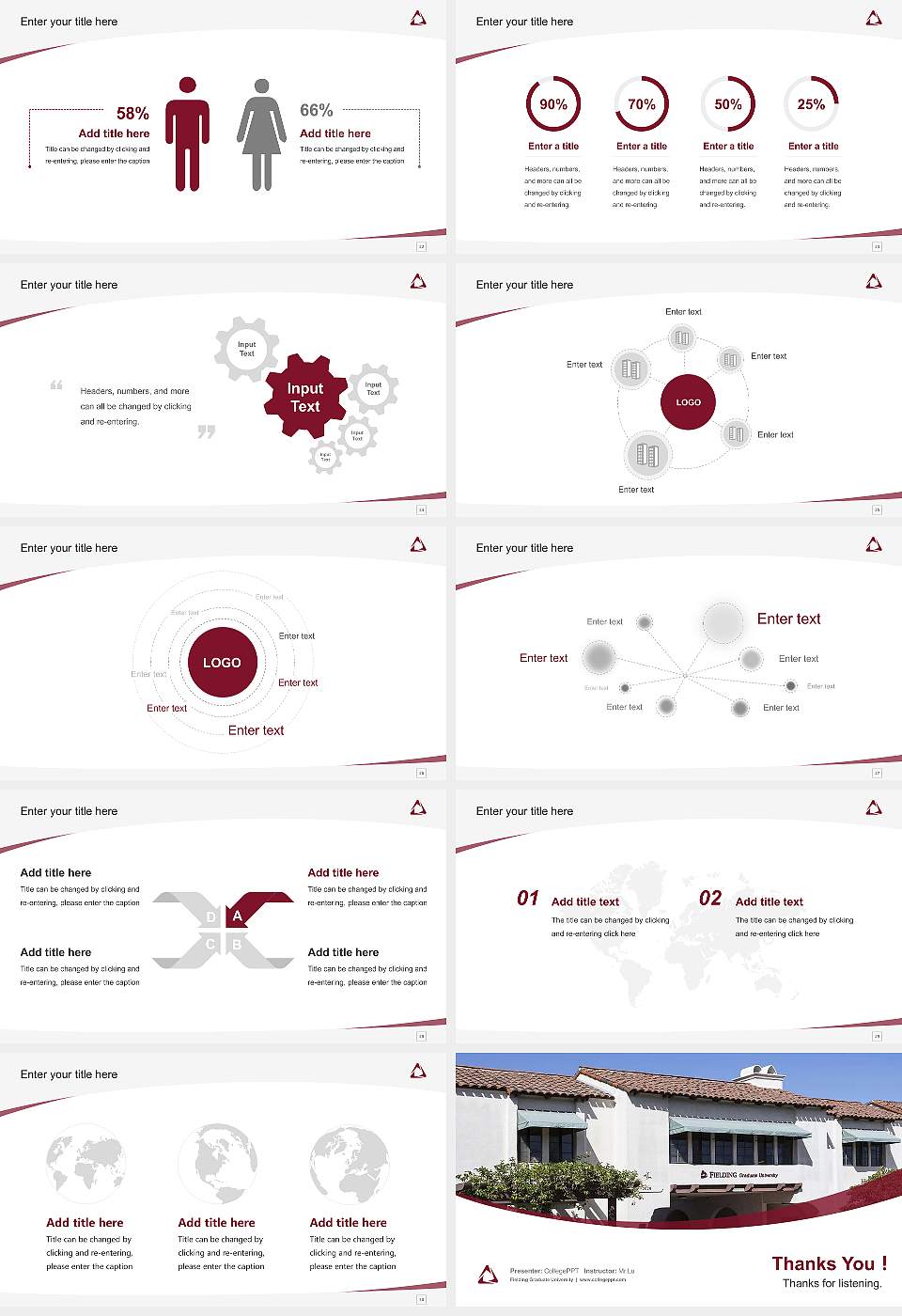 Fielding Graduate University Course/Courseware Creation PPT Template16:9 ratio PPT effect preview image4