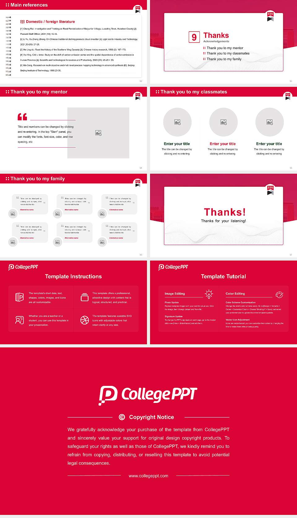 East Stroudsburg University of Pennsylvania Graduation Thesis Defense PPT Template16:9 ratio PPT effect preview image7