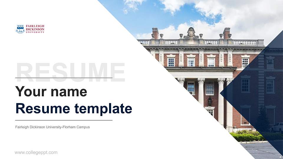 Fairleigh Dickinson University-Florham Campus Resume PPT Template16:9 ratio PPT effect preview image