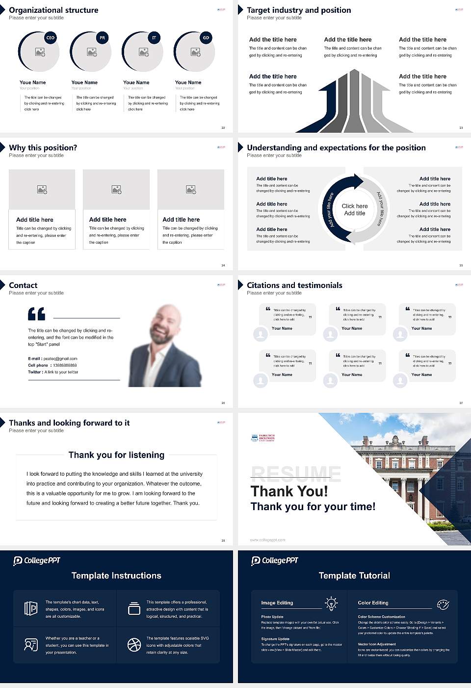 Fairleigh Dickinson University-Florham Campus Resume PPT Template16:9 ratio PPT effect preview image4