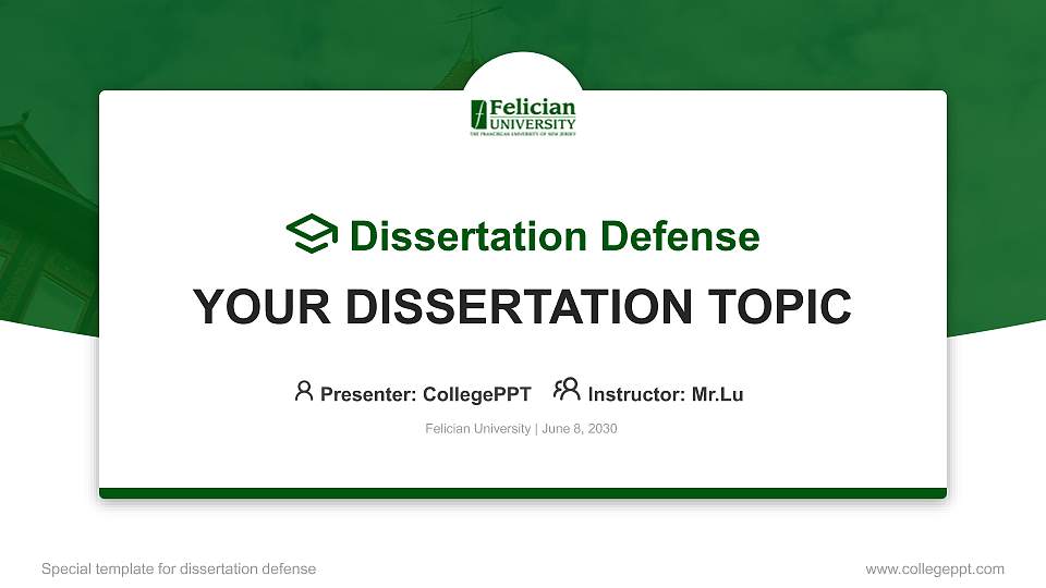 Felician University Graduation Thesis Defense PPT Template16:9 ratio PPT effect preview image