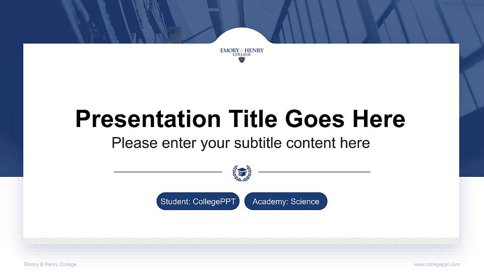 Emory & Henry College National Scholarship Defense PPT Template16:9 ratio PPT effect preview image1