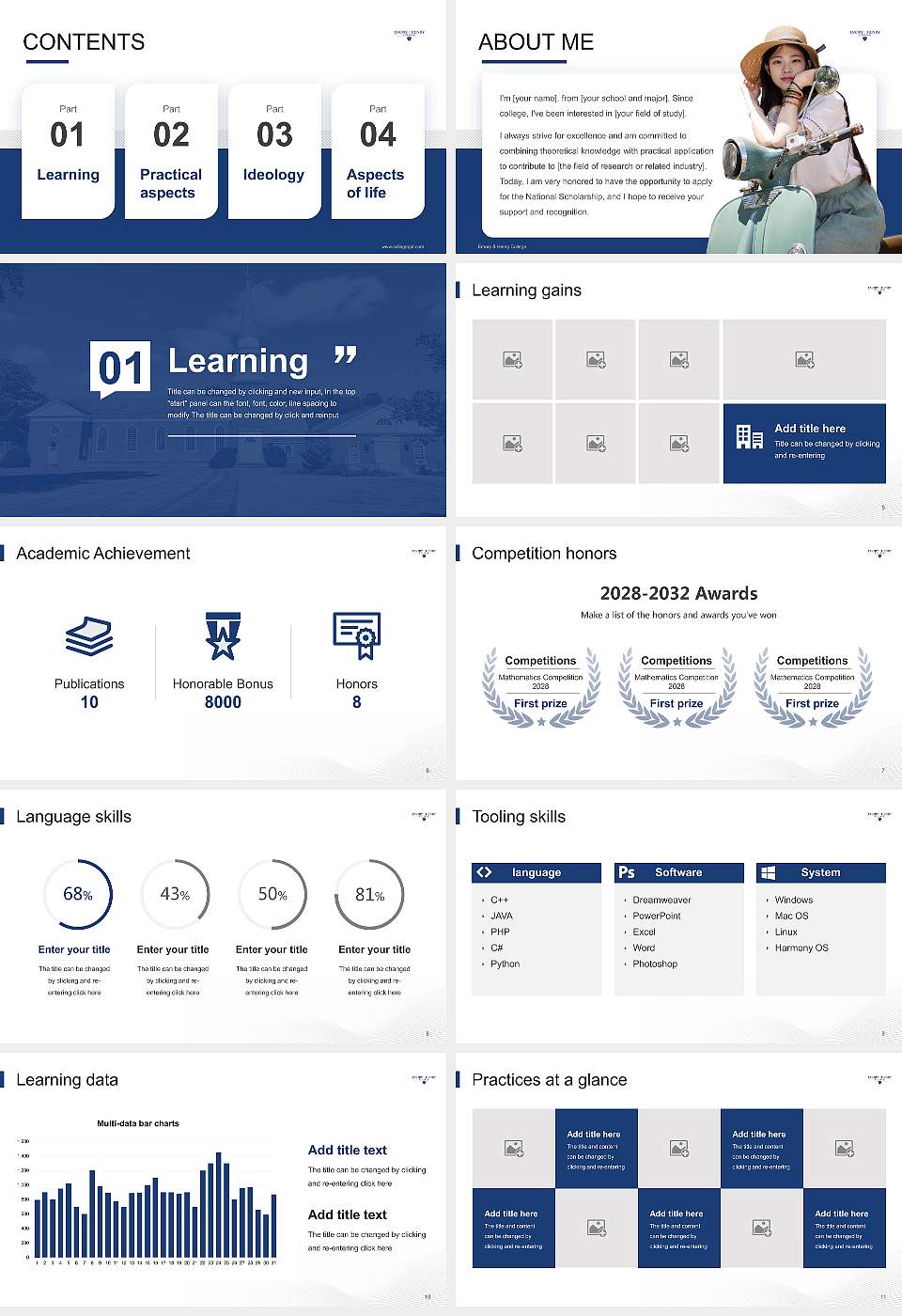 Emory & Henry College National Scholarship Defense PPT Template16:9 ratio PPT effect preview image2