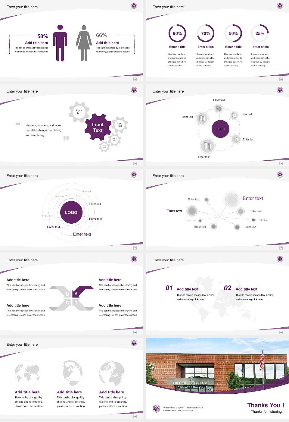 Excelsior College Course/Courseware Creation PPT Template16:9 ratio PPT effect preview image4