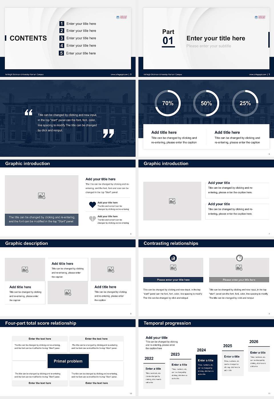 Fairleigh Dickinson University-Florham Campus Thesis Proposal/Graduation Defense PPT Template16:9 ratio PPT effect preview image2