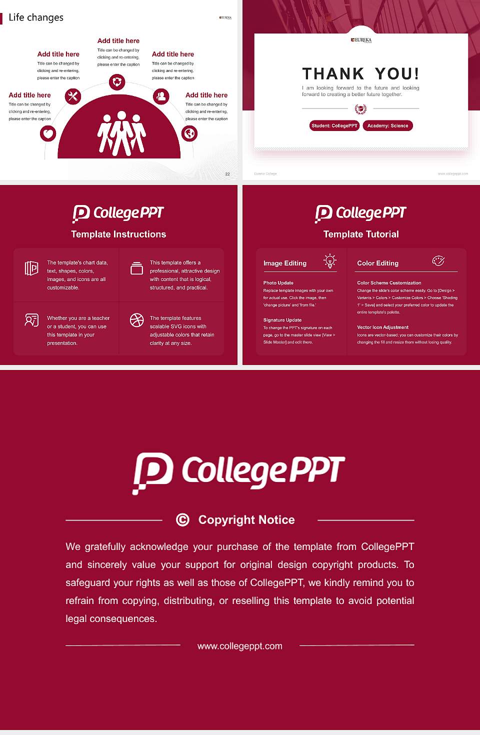 Eureka College National Scholarship Defense PPT Template4:3 ratio PPT effect preview image4